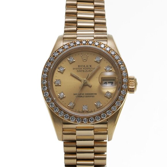 ROLEX datejust bezel diamond 69138G Number N (produced around 1991) Champagn... - Picture 1 of 5